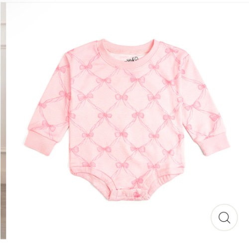 Bow Trellis Long Sleeve Romper - Ballet