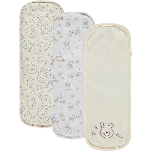 Disney Baby Burp Cloths 3 Pack – 100% Cotton – Mickey Mouse, Minnie Mouse, Winnie The Pooh, Dumbo – Soft & Absorbent Newborn Essentials for Boys & Girls