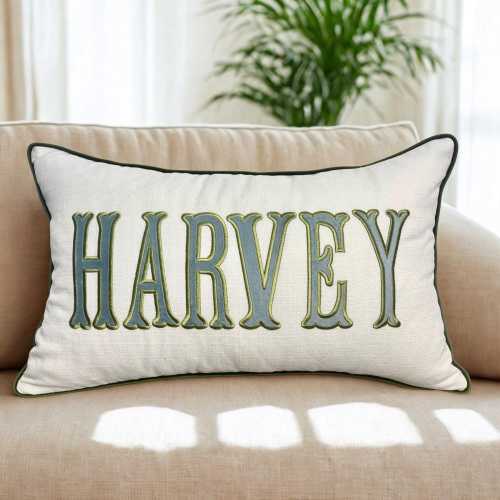 Personalized name pillow with appliqué monogram | Lumbar pillow with monogram | monogrammed nursery pillow