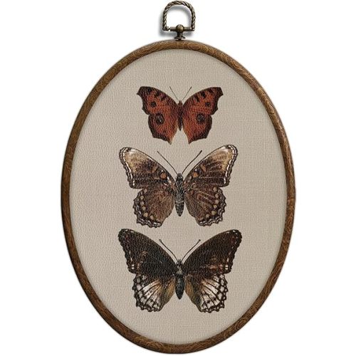Vintage Butterfly Oval Wall Art, Neutral Antique Butterfly Sketch Oval Framed Wall Art, Waterproof Cottage Core Home Decor for Western Farmhouse Bedroom Living Room, Home Retro Decor Products, 04