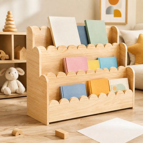 Isabelle & Max™ 3-Tier Scalloped Wooden Montessori Bookshelf, Toddler Bookcase Display Organizer Furniture for Kids Rooms, Playroom, Nursery and Classroom | Wayfair