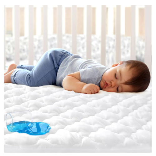Crib Mattress Protector Sheets Fitted Waterproof Crib Mattress Pad Cover, Noiseless & Machine Wash 100% Absorbent Crib/Toddler Mattress Protector Sheet Quilted, White, 52" x 28"