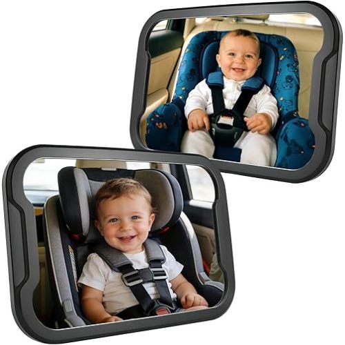 Zacro Baby Car Mirror 2Pcs - Shatterproof Acrylic Car Mirror Baby Rear Facing, 360° Adjustable Baby Mirror for Back Seat-Easily to Observe Babys' Every Move, Anti-Slip and Safety