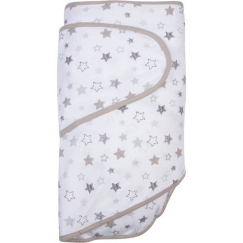 Miracle Blanket Swaddle Wrap Stars - Gray: Lightweight Cotton, Easy Fit Jersey, Sleeveless, Open Front, 0-3 Months
