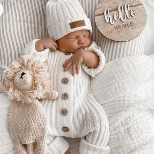 Knitted Cotton Ribbed Romper - Milk