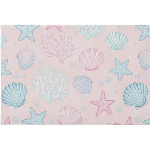 Starfish Seashells Pink Pattern 24"x35" Washable Area Rug for Living Room Ultra Soft Faux Cashmere Carpet with Non Slip Rubber Backing Kitchen Mat for Nursery Rooms Dorms Bedroom
