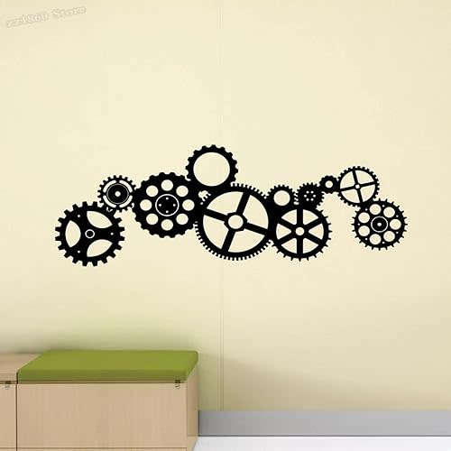 Steampunk Logo Gear Wheel Wall Sticker Children Kids Gift Poster Vinyl Sticker Playroom Decoration Wall Art Decal