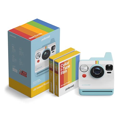 Polaroid Now 3rd Generation I-Type Instant Camera + Film Bundle - Now Arctic Blue Camera + 16 Color Photos (6644)