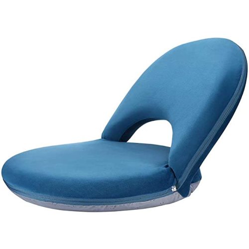 Nnewvante Floor Chair Adjustable Back Support Chair Foldable Meditation Seating Suede-Like Fabric Multiangle Cushioned Recliner for Adults Kids Video-Gaming Reading Watching, Navy