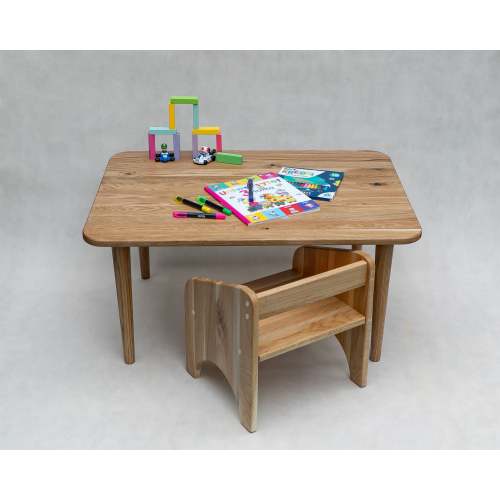 OAK Desk and Chair set for the smallest children with 2 chairs