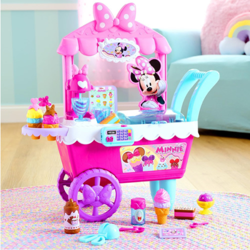 Disney Junior Minnie Mouse Sweets & Treats Ice Cream Cart with Sounds and Phrases, 40-pieces, Pretend Play, Kids Toys for Ages 2 Up by Just Play