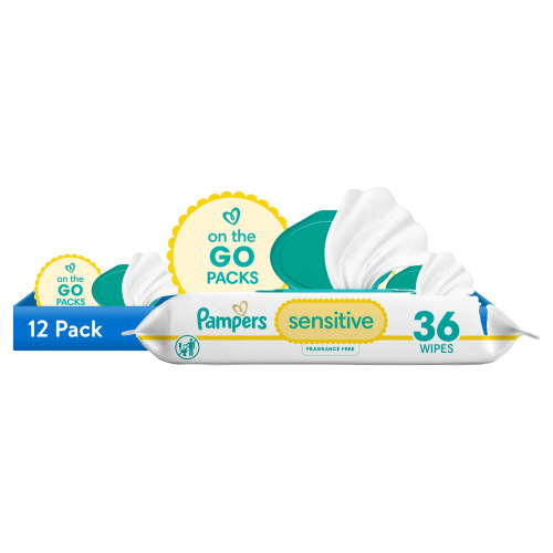(12 pack) Pampers Sensitive Baby Wipes Unscented, 1-Pack, 36 Total Count (Select for More Options)