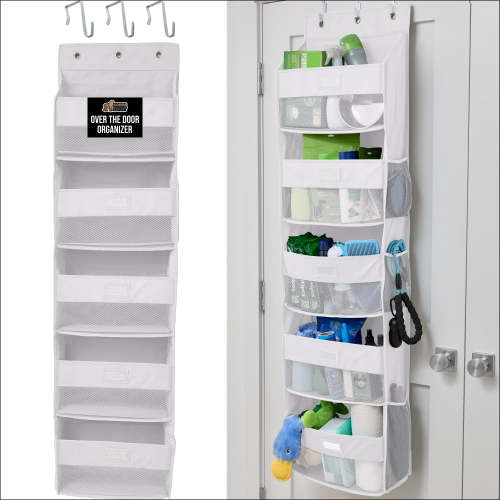 GORILLA GRIP Over Door Organizer Holds 50lbs 5 Shelf Hanger for Bedroom, Bathroom 58x15 Inches White