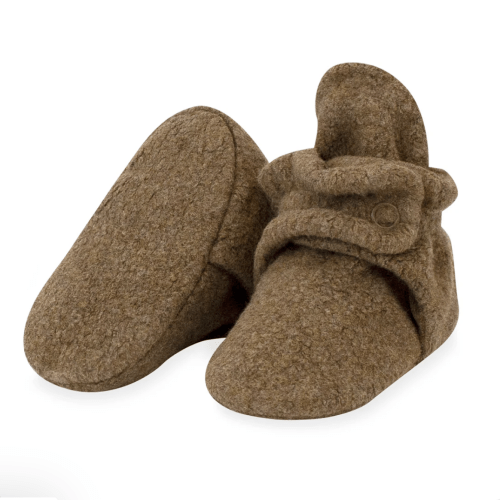 Cozie Fleece Gripper Baby Bootie - Heather Mocha – Zutano
