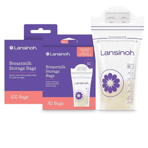 Lansinoh Breastmilk Storage Bags, 150 Count, Baby Essentials, Fast Freeze & Thaw Breast Milk Bags for Baby Bottle Feeding, Superior Strength & Stretch, 6 Ounce