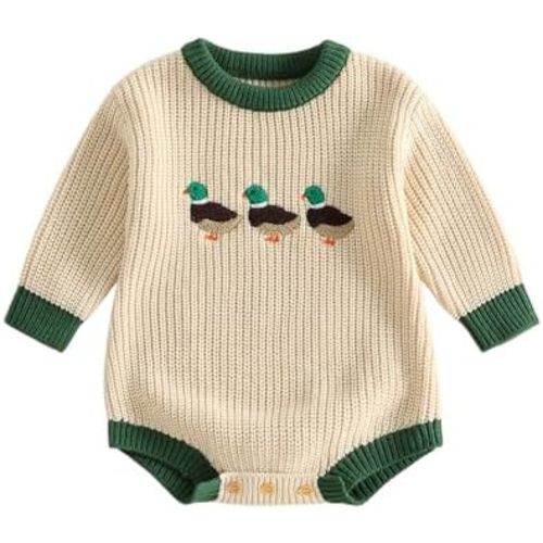 Baby Girl Boy Knitted Bubble Romper Duck Sweater Newborn Fall Winter Outfit