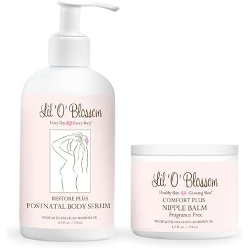 Lil 'O' Blossom Mama Postnatal Body Care Bundle - For new moms, helps soothe, nourish, and replenish skin's healthy glow. Helps reduce the visibility of stretch marks. (Postnatal Care Bundle, Scented)