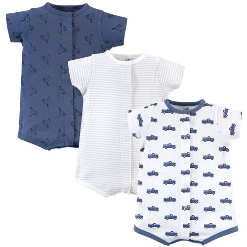 Touched by Nature Baby Boy Organic Cotton Rompers 3pk, Truck