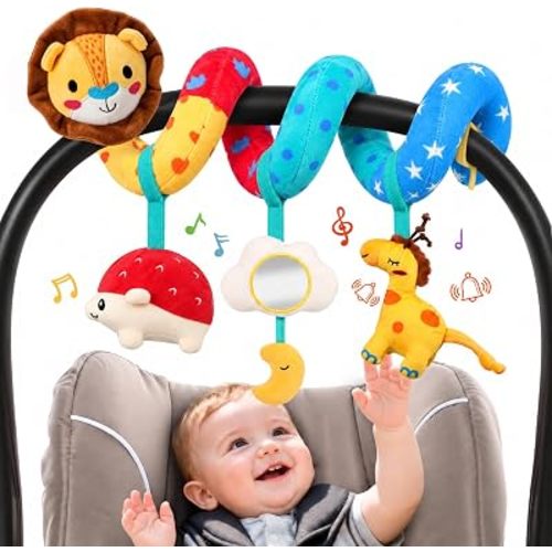 URMYWO Spiral Car Seat Toys for Babies 0-6 Months, Newborn Stroller Toy