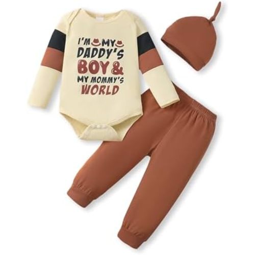 NZRVAWS Newborn Baby Boy Clothes Outfits Letter Prined Romper Pants Set Infant Baby Boy Clothing 0 3 6 9 12 18 Months