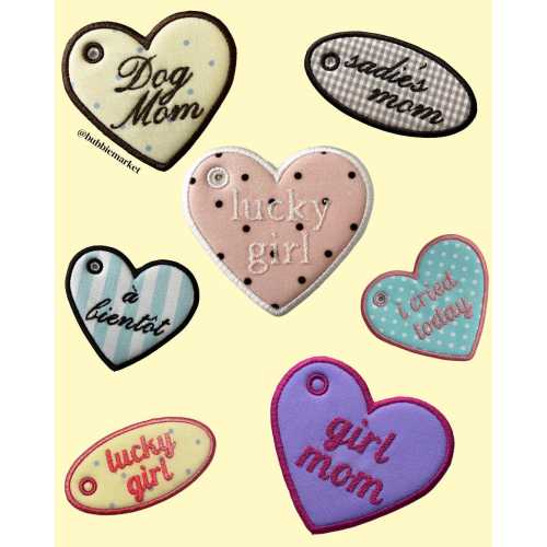 Custom Embroidered Heart Keychain | Personalized Fabric Bag Charm | Monogrammed Name Gift
