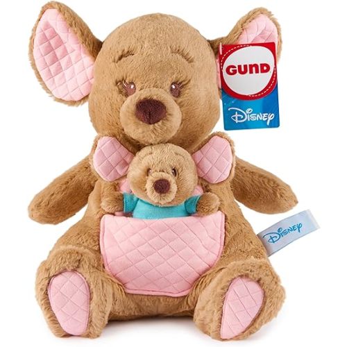 GUND Disney Official Kanga & Roo Oh So Snuggly Plush, Winnie the Pooh, Kangaroo and Baby Stuffed Animals for Ages 1 and Up, Brown, 12.5”