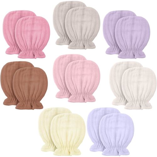Newborn Baby Muslin Mittens 0-6 Months No Scratch Elastic Wrist Soft Breathable Gloves Bulk Cotton for Infant