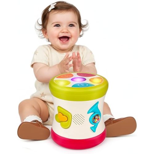 5 in 1 Baby Toy 0-6 Months Musical Early Learning Toy Drum for 1 Year Old with Light Toddler Sensory Toy for 1 2 Year Old Boy Girl Gifts