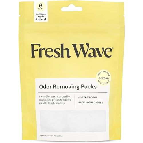 Fresh Wave Lemon Odor Eliminating & Deodorizing Packs | Bag of 6 | Safer Odor Relief for Small Spaces | Natural Plant-Based Odor Eliminator | Odor Absorbers for Home