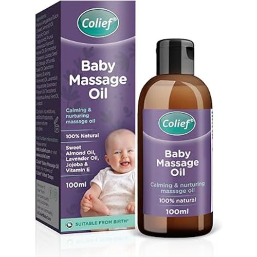 Colief Baby Massage Oil | Soothing Oil For Infants | Made With 100% Natural Ingredients Including Sweet Almond Oil, Lavender Oil, Jojoba & Vitamin E | Suitable For Babies 3+ Months | 3.38 Fl. Oz