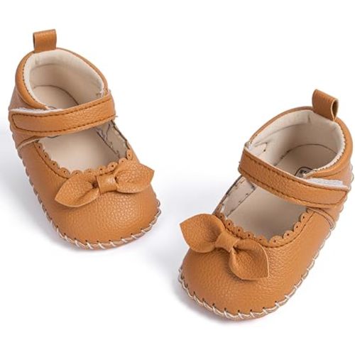 HsdsBebe Infant Baby Girls Mary Jane Flats Bow Non-Slip Soft Sole Princess Toddler First Walkers Sneaker Wedding Dress Shoes
