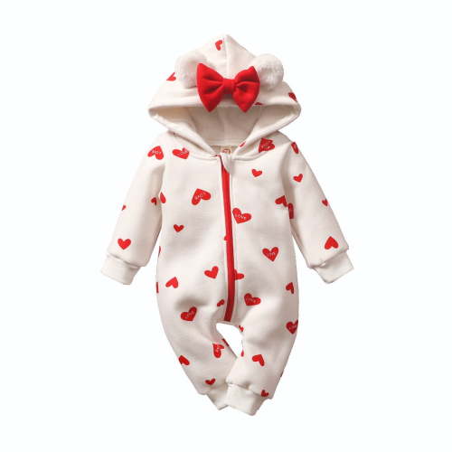 Karoyedx Baby Clothes for Girls Newborn Baby Snowsuit Fleece Lined Outfits Warm Hooded Romper for Infant White Size,3-6 Months