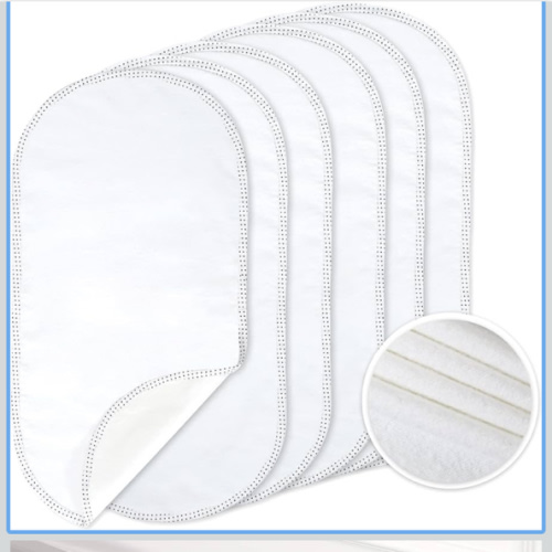 TILLYOU Waterproof Changing Pad Liners 6 Pack, 100% Cotton Reusable Cloth Diaper Liners, White