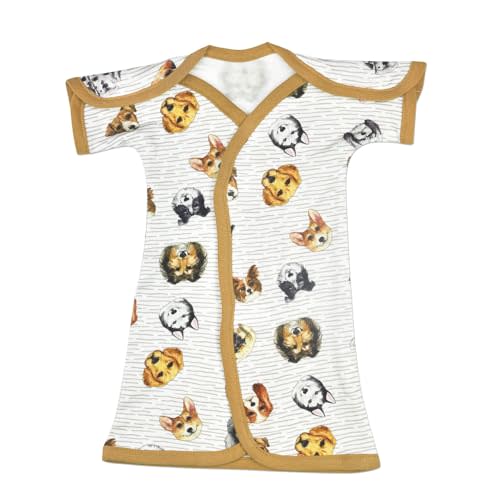 Perfectly Preemie Boy's & Girl's Open-Shoulder Short-Sleeve Ultra Soft NICU Gown - NICU Friendly - Teeny (2-4lbs)