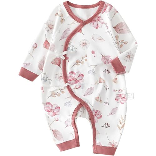 100% Organic Cotton Soft 0-6 Months Unisex Footless Newborn Baby Sleepers Pajamas Romper Boys Girls Long Sleeve