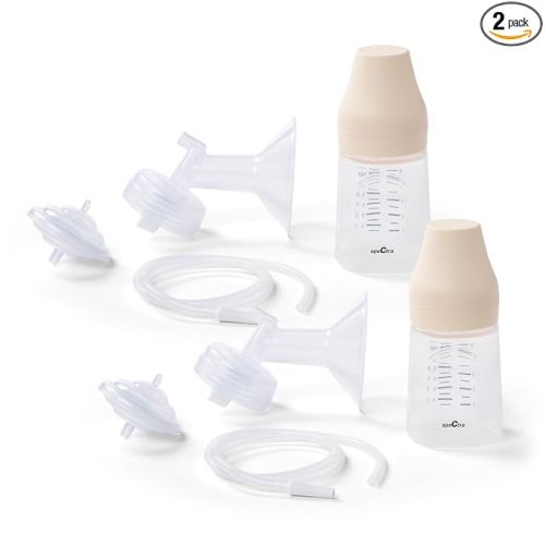 Spectra - Premium Breast Milk Pump Accessory Kit with Baby Bottles - Medium 24mm - Breast Pump Accessories - 2 Pack