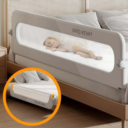 vikua 58in Baby Safety Rails Height Adjustable Bed Guardrail for Toddlers Single Piece
