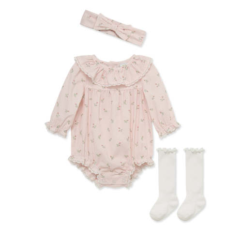 Rosebud Woven Bubble & Headband Set w/ Socks