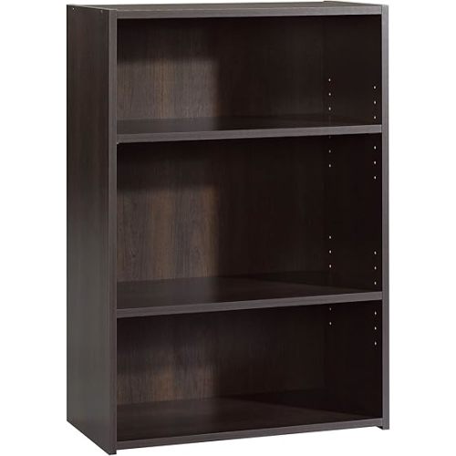 Sauder Beginnings 3-Shelf Bookcase, Bookshelf with Adjustable Storage Shelves, in Med Wood Finish