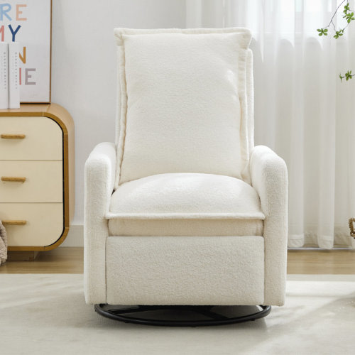 Latitude Run® Swivel Rocker Recliner Chair With Gliding Motion, Teddy Fleece Upholstery, And High Back Support For Nursery And Living Room | Wayfair