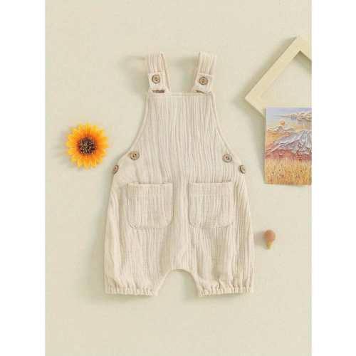 3-24M Toddler Baby Boys Girls Overalls Sleeveless Backless Front Pocket Rompers Newborn Spring Fall Outfit | SHEIN USA