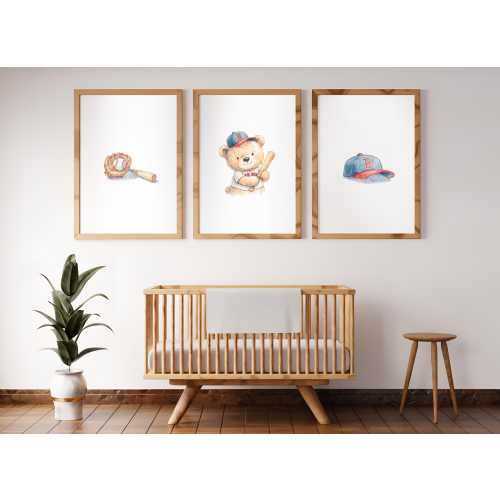 Boston Red Sox Nursery Wall Art Set, Baseball Nursery Prints, Sports Baby Room Decor, Boys Nursery Art, Digital Download