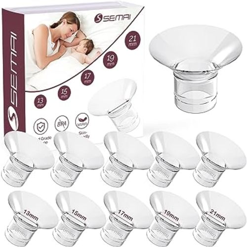 Flange Insert 10PCS 13/15/17/19/21mm for Momcozy S9/S9pro/S10/S12/S12pro/Medela/Tsrete/Spectra/Bellababy etc 24mm Wearable Breast Pump, Reduce 24mm Tunnel Down to Other Correct Size