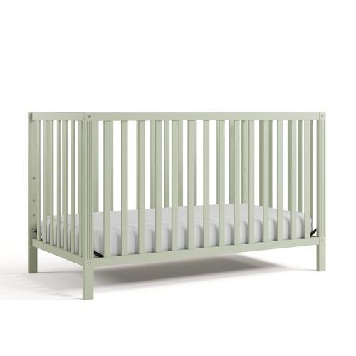 Storkcraft Morningside 5-in-1 Convertible Crib (Sage) – GREENGUARD Gold Certified, Fits Standard Crib Mattress, Converts to Toddler Bed, Daybed and Full Bed, 4 Adjustable Mattress Heights