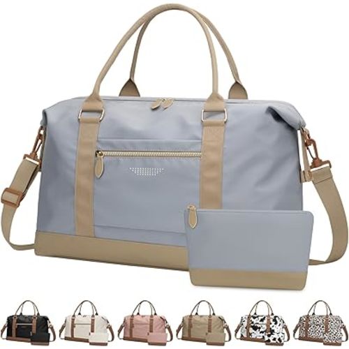 Travel Duffle Bag for Women, Weekender Bags,Hospital Bag for Labor Delivery,Lightweight Tote Duffel Overnight Bag with Luggage Sleeve,Airplane Travel Bags with Toiletry Bag,Large,Light Blue