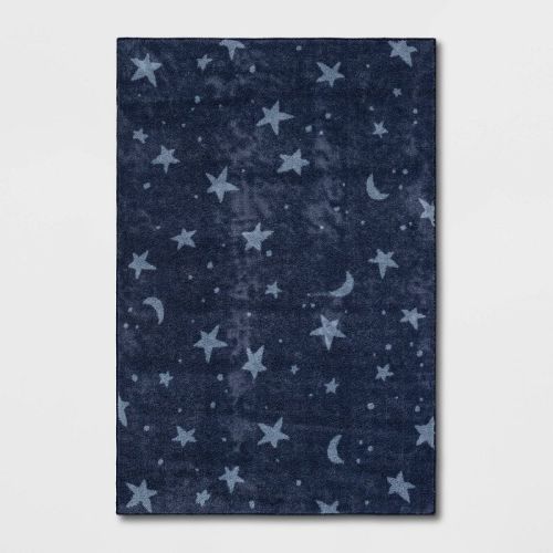 4'x5'6" Printed Twilight Tufted Kids' Rug - Pillowfort™: Skid-Resistant Star Pattern, Medium Pile, OEKO-TEX Certified