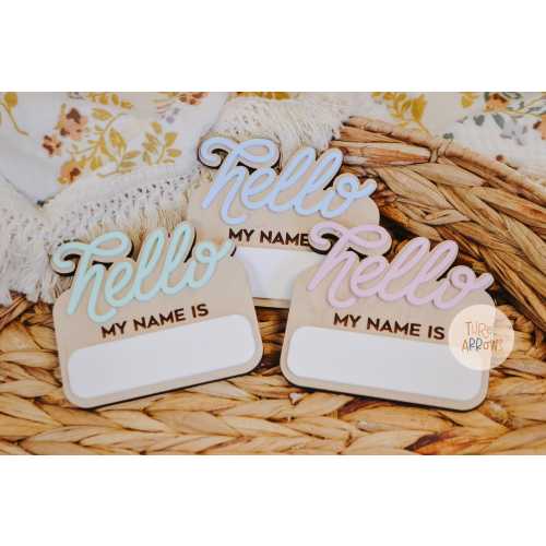 Hi I'm Name Sign, Hello My Name Is Baby, Dry Erase Name Sign, Wooden Sign for Newborn, Hospital Photo Prop, Gender Reveal Photo Props
