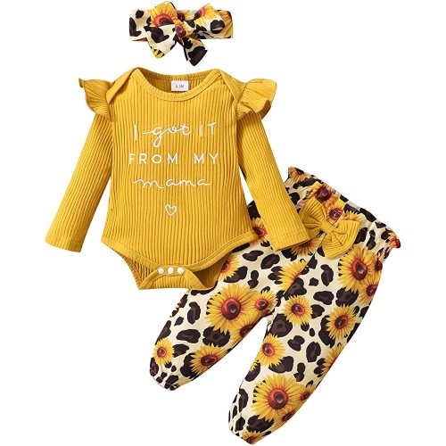 Newborn Baby Girl Clothes Infant Outifts Long Sleeve Romper Floral Pant Set Fall Winter Baby Girl Clothes