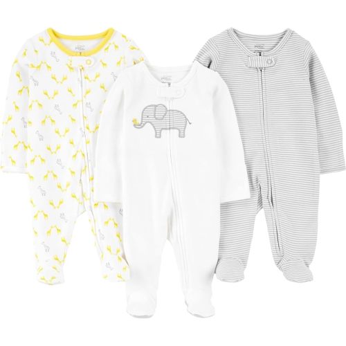 Simple Joys by Carter's Baby 3-pack Sleep and Play, elephant, stripe, giraffe, 3-6 Months