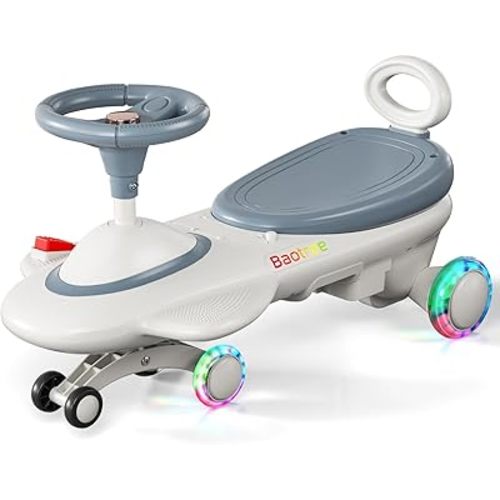 Kids Electric Ride On Car 12V - Electric Wiggle Car with Rechargeable Battery, LED Lights & Music,Anti-Rollover for Boys Girls Ages 3-8, Indoor/Outdoor Toy Vehicle up to 150 lbs